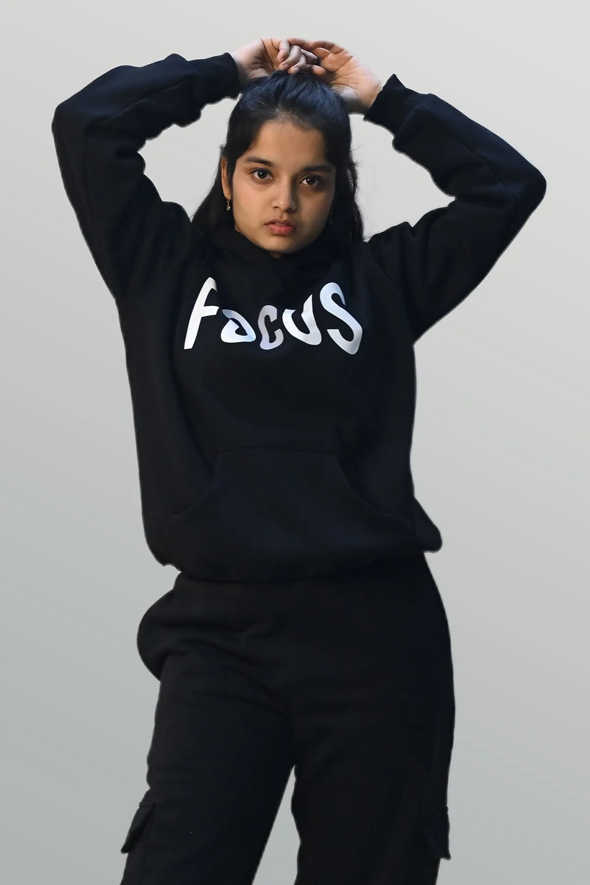 Focus Black Hoodie + Cargo Joggers Co-ord Set