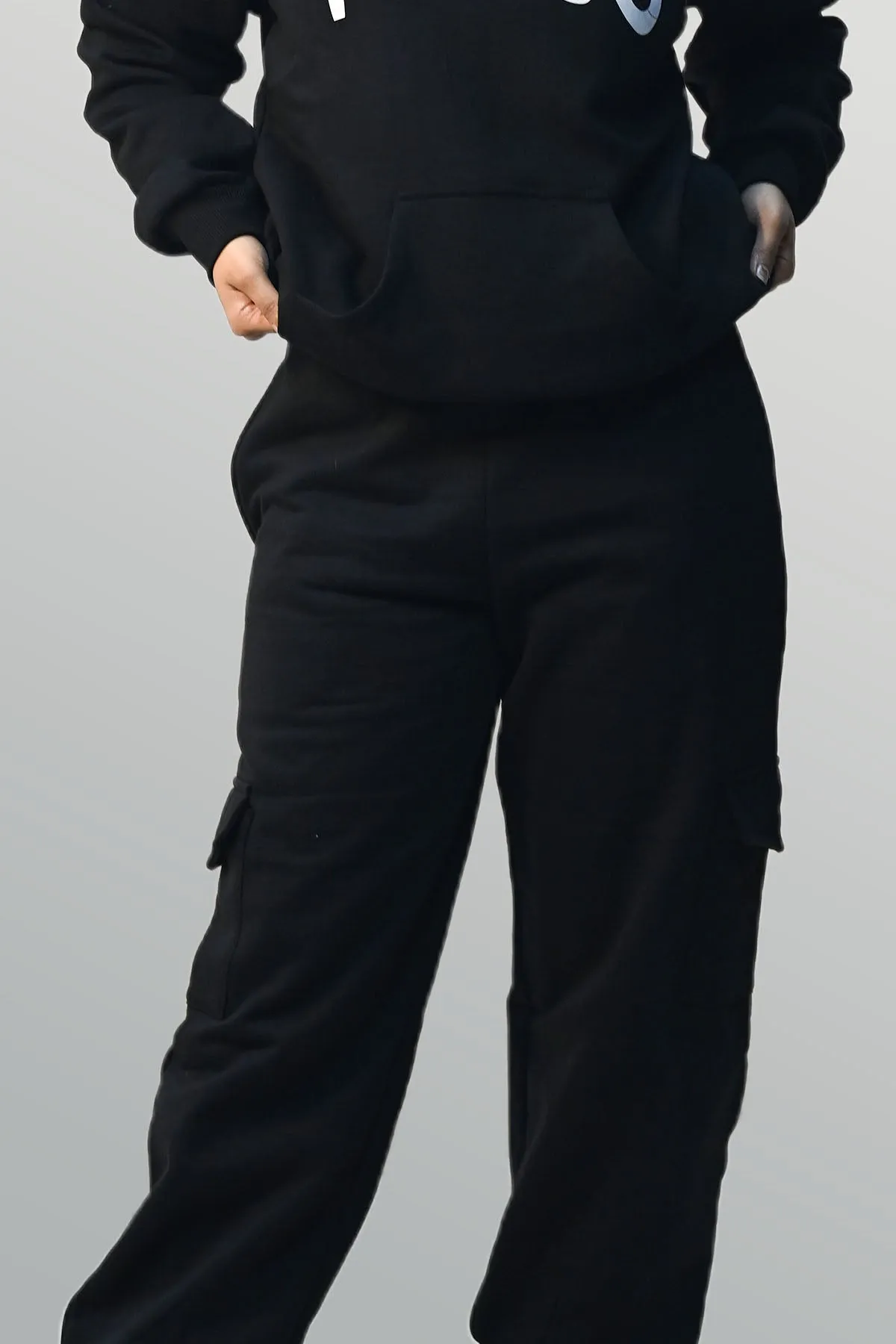 Focus Black Hoodie + Cargo Joggers Co-ord Set