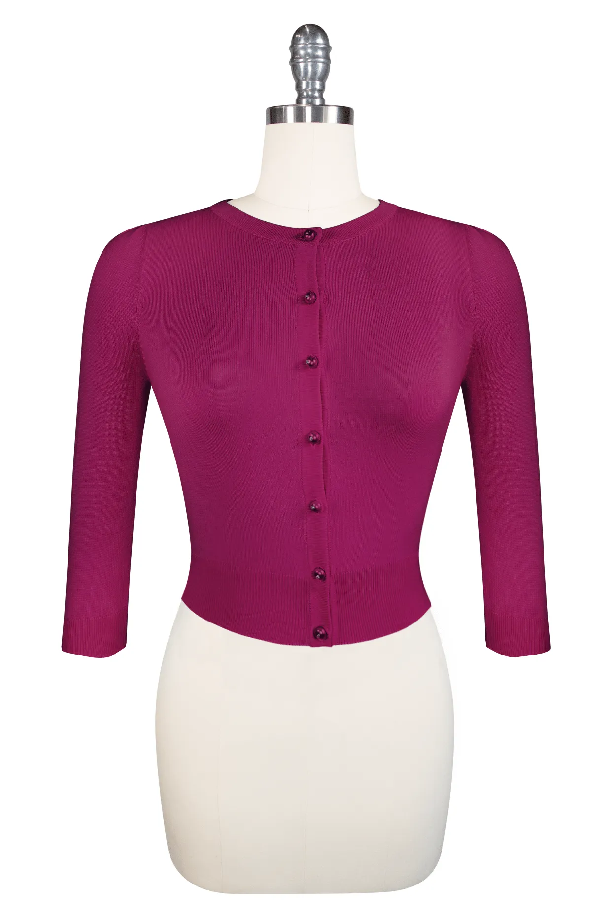 Fuchsia 3/4 Sleeve Cardigan - Le Jardin