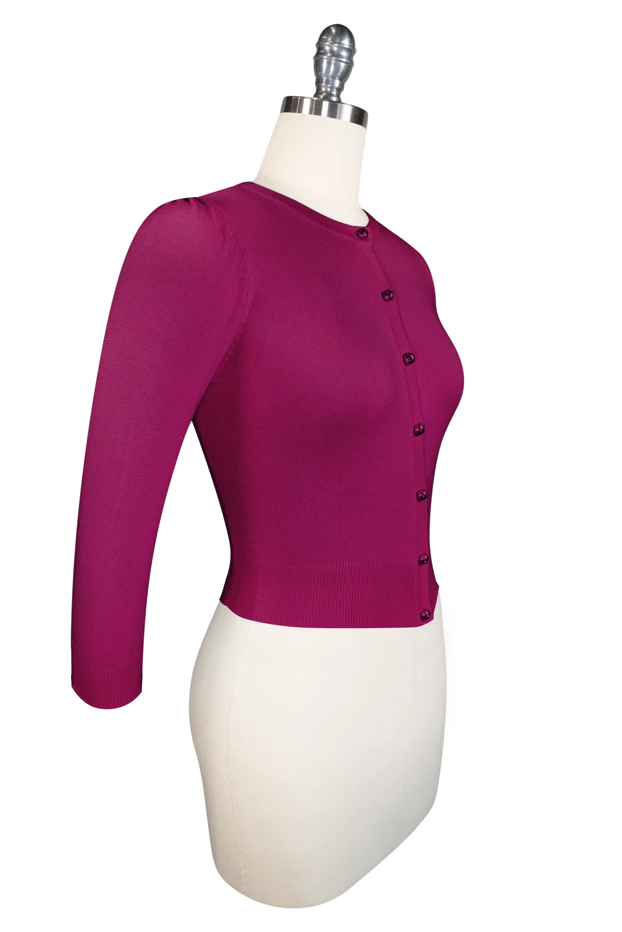 Fuchsia 3/4 Sleeve Cardigan - Le Jardin