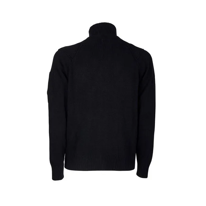 full zip black wool cardigan