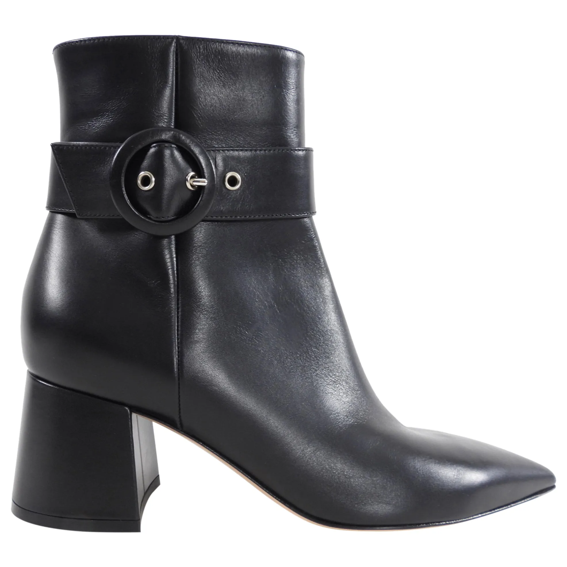 Gianvito Rossi Black Leather Ankle Boot - Size 36 with Buckle Detail