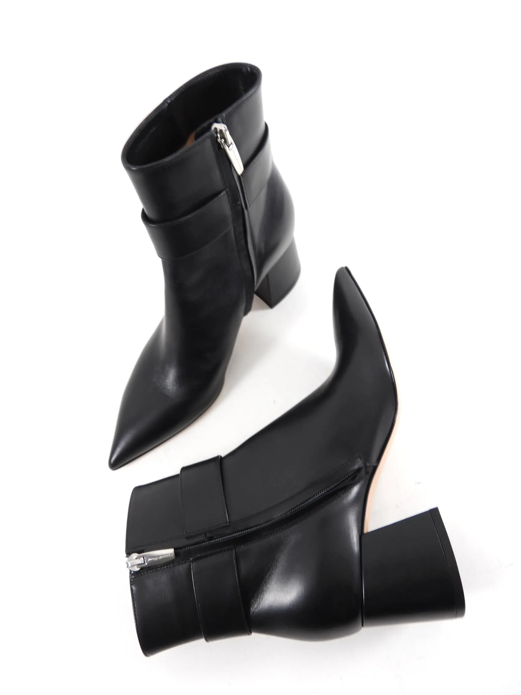 Gianvito Rossi Black Leather Ankle Boot - Size 36 with Buckle Detail