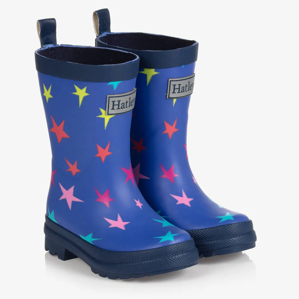 Girls Blue Stars Rain Boots