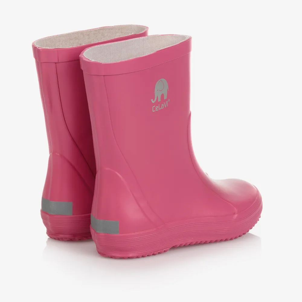 Girls Pink Rubber Rain Boots