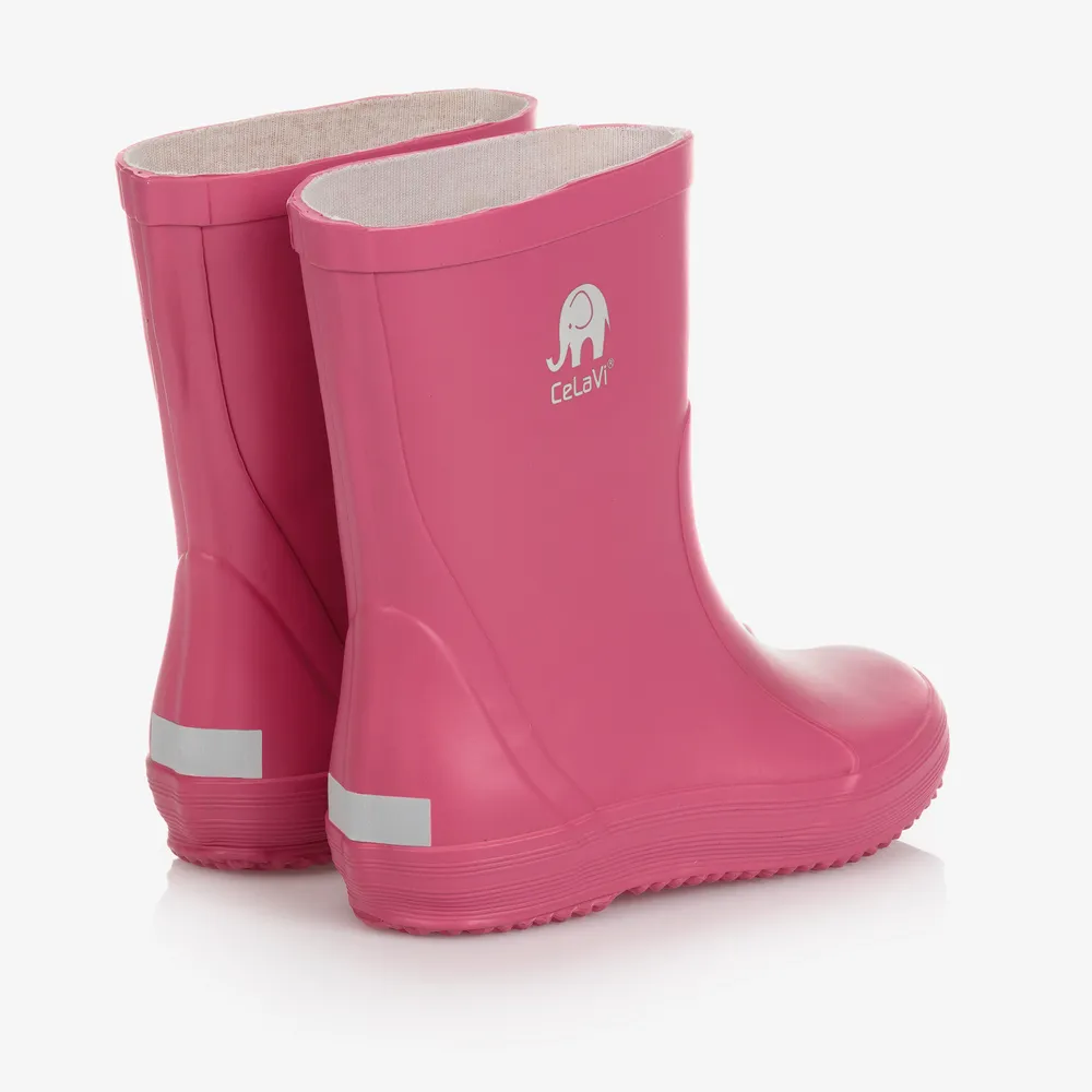 Girls Pink Rubber Rain Boots