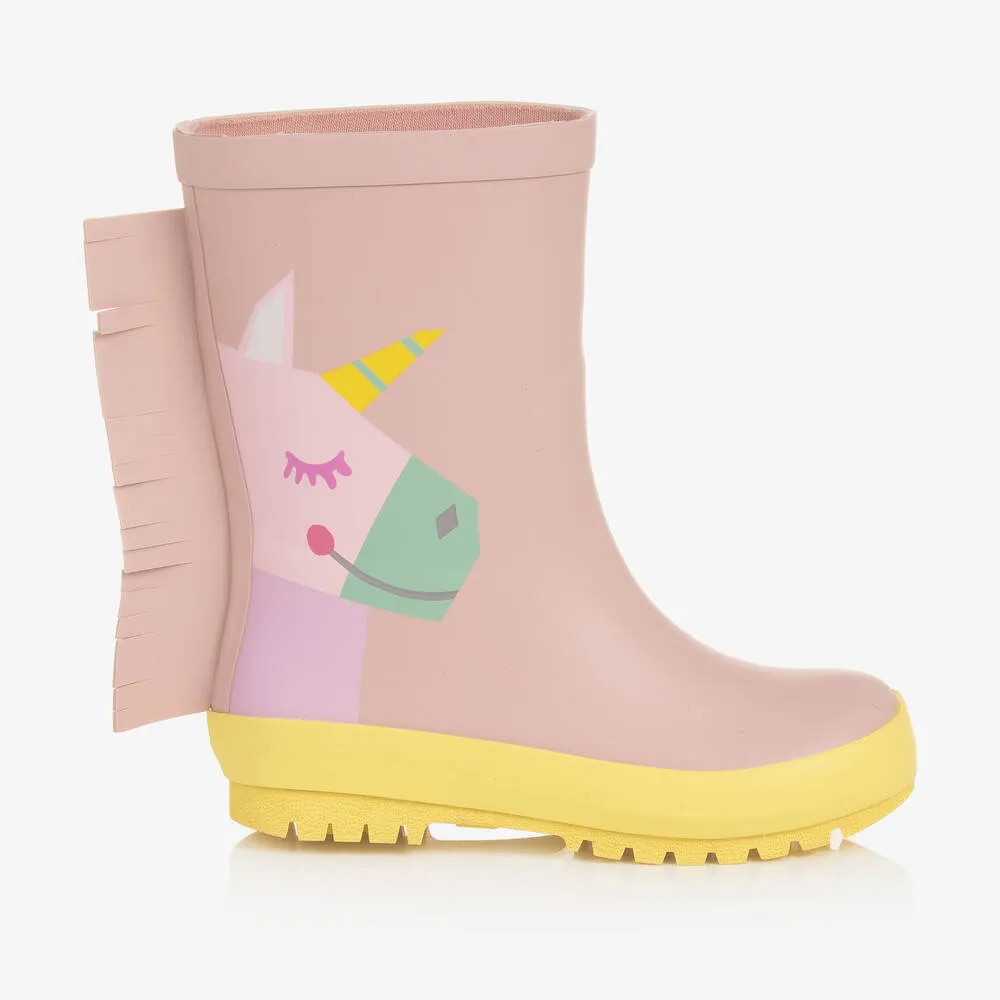 Girls Pink Unicorn Rain Boots