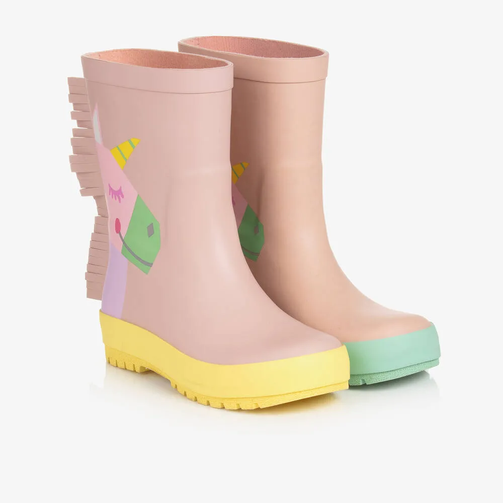 Girls Pink Unicorn Rain Boots