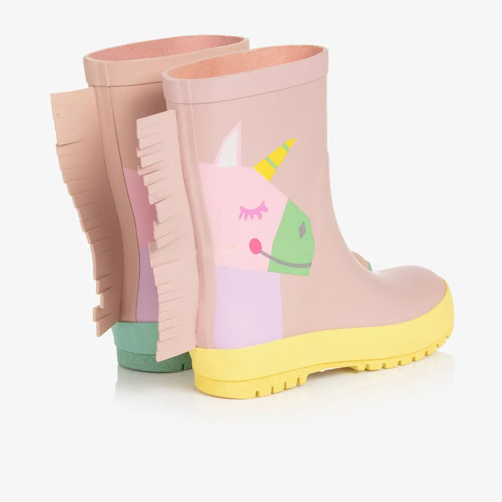 Girls Pink Unicorn Rain Boots