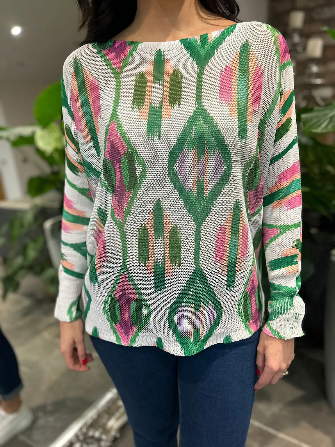 Green Diamond Print Knit Dawn