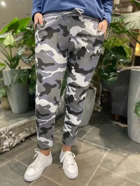 Grey Camouflage Print Joggers