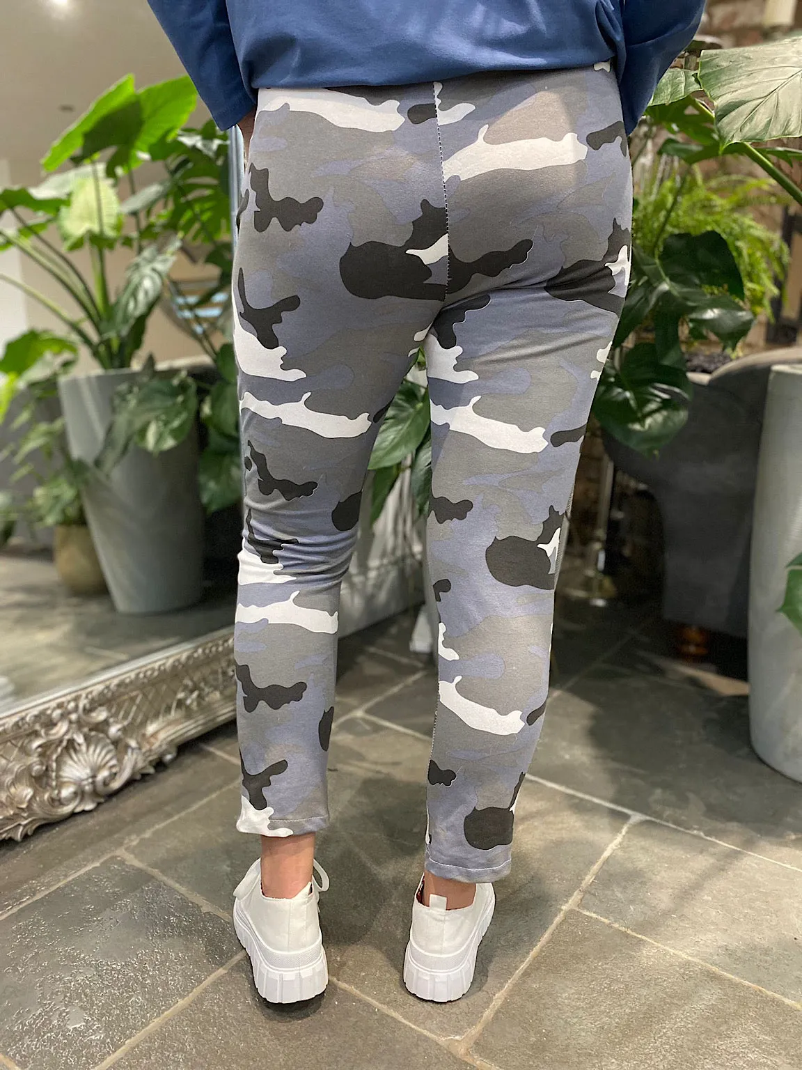 Grey Camouflage Print Joggers