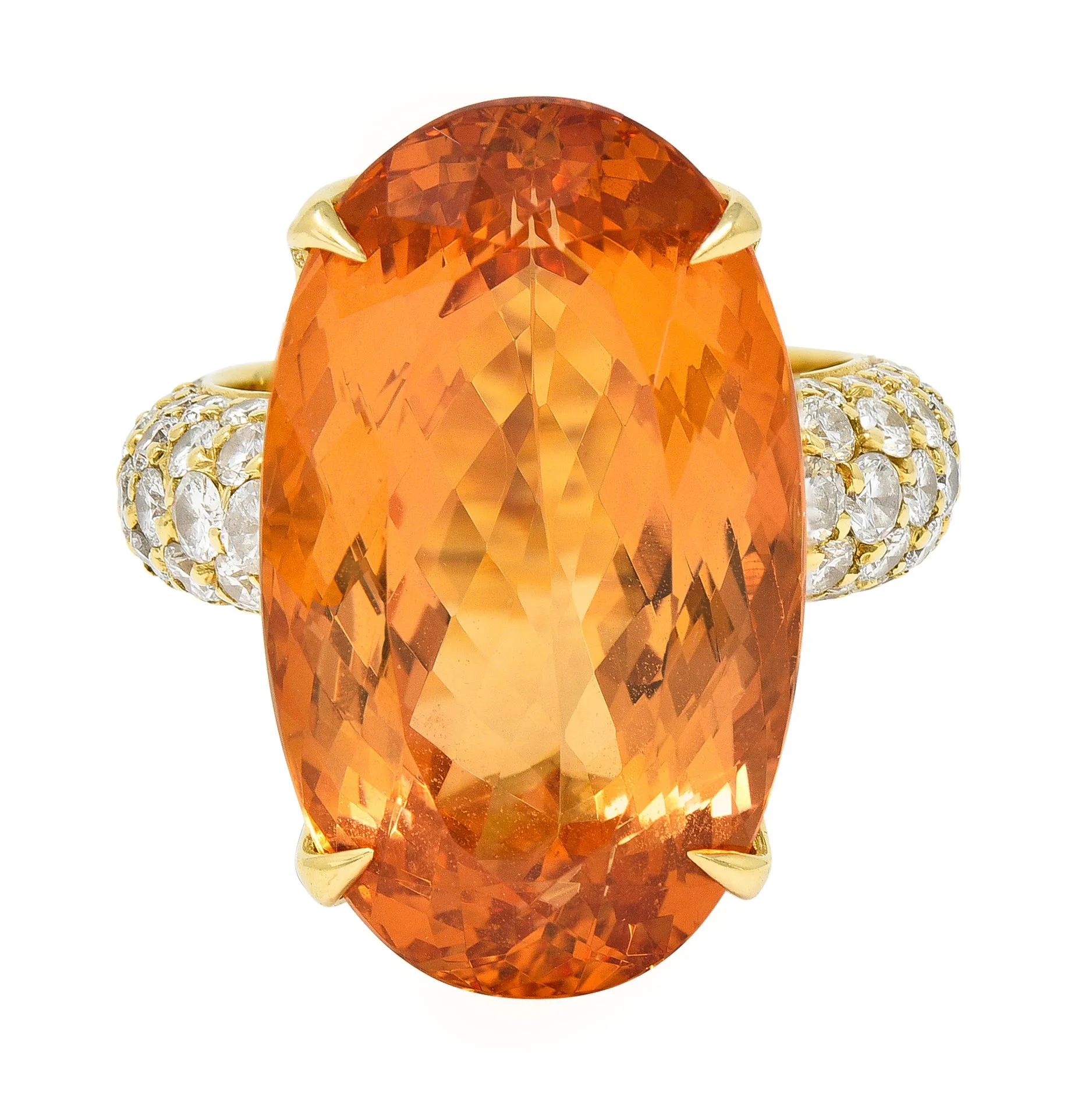 H. Stern 26.03 CTW Imperial Topaz Diamond Cocktail Ring in 18 Karat Yellow Gold