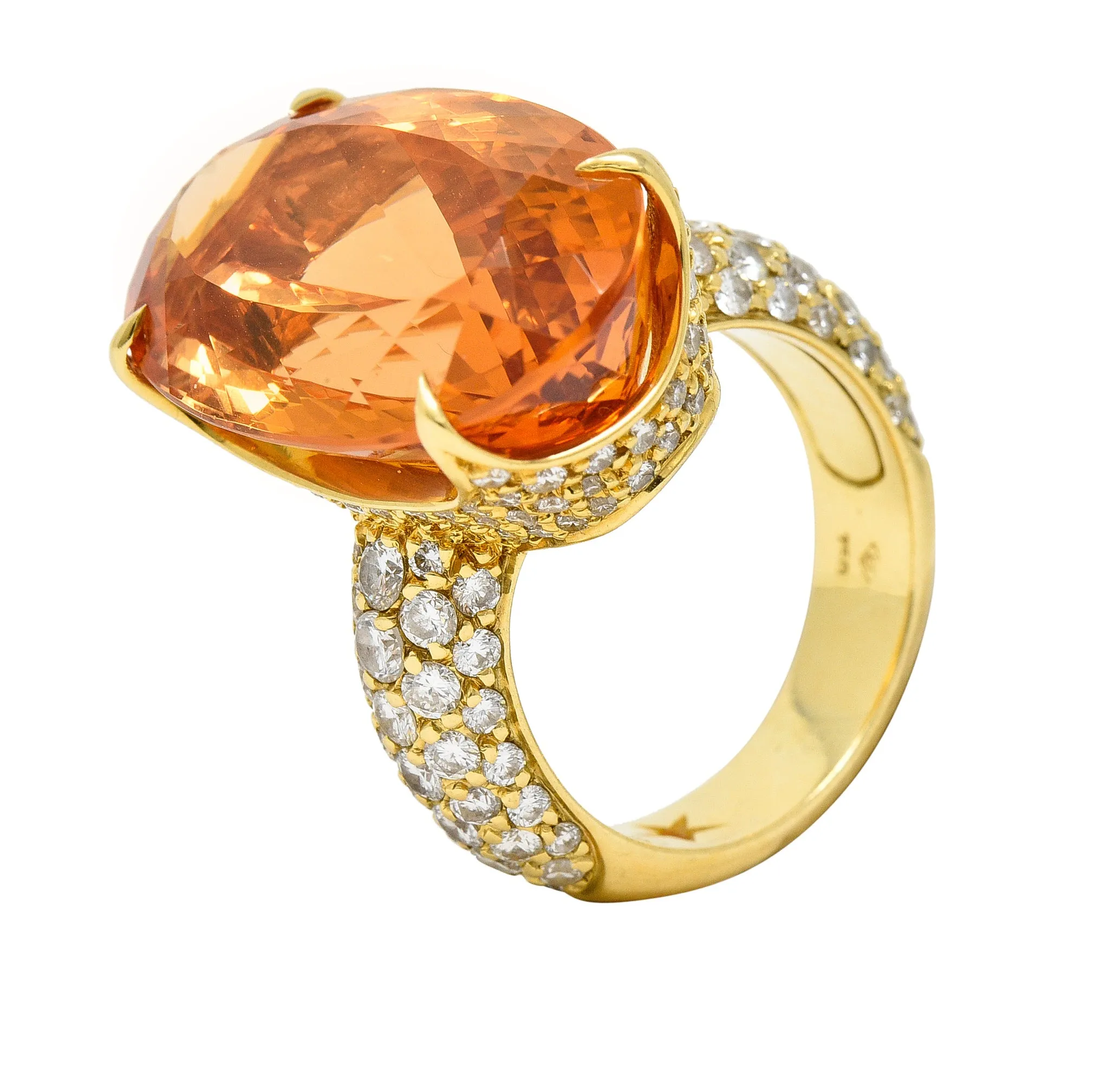 H. Stern 26.03 CTW Imperial Topaz Diamond Cocktail Ring in 18 Karat Yellow Gold