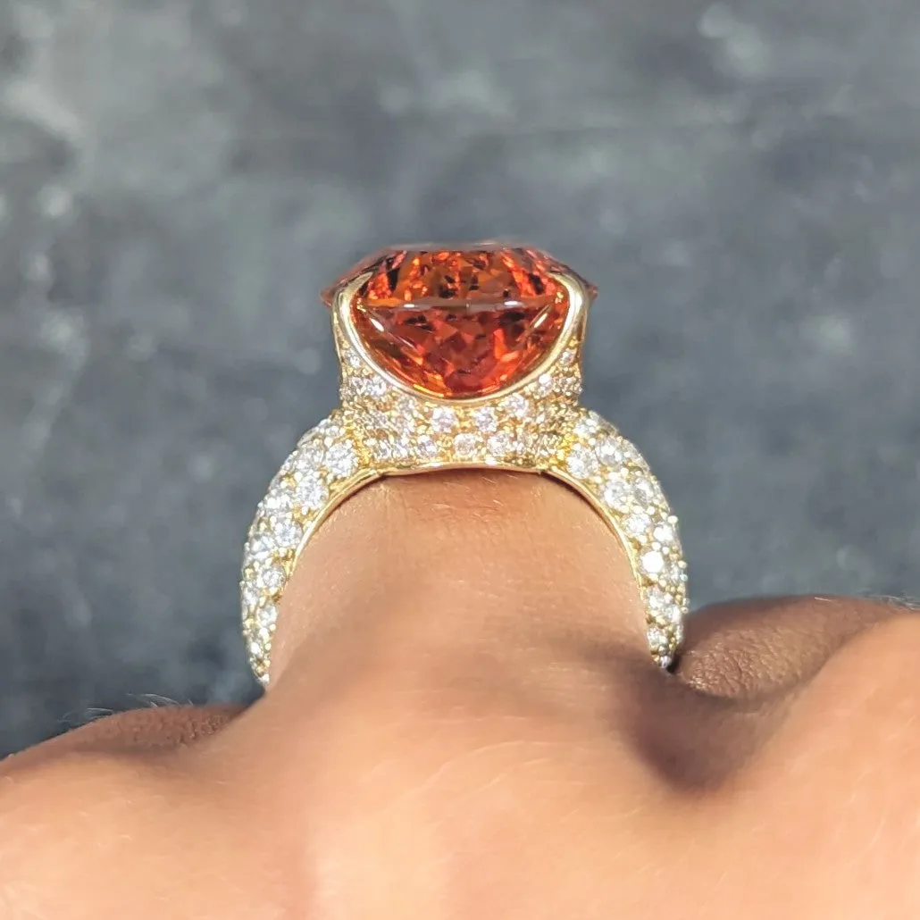 H. Stern 26.03 CTW Imperial Topaz Diamond Cocktail Ring in 18 Karat Yellow Gold