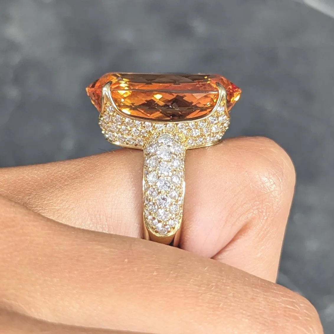 H. Stern 26.03 CTW Imperial Topaz Diamond Cocktail Ring in 18 Karat Yellow Gold