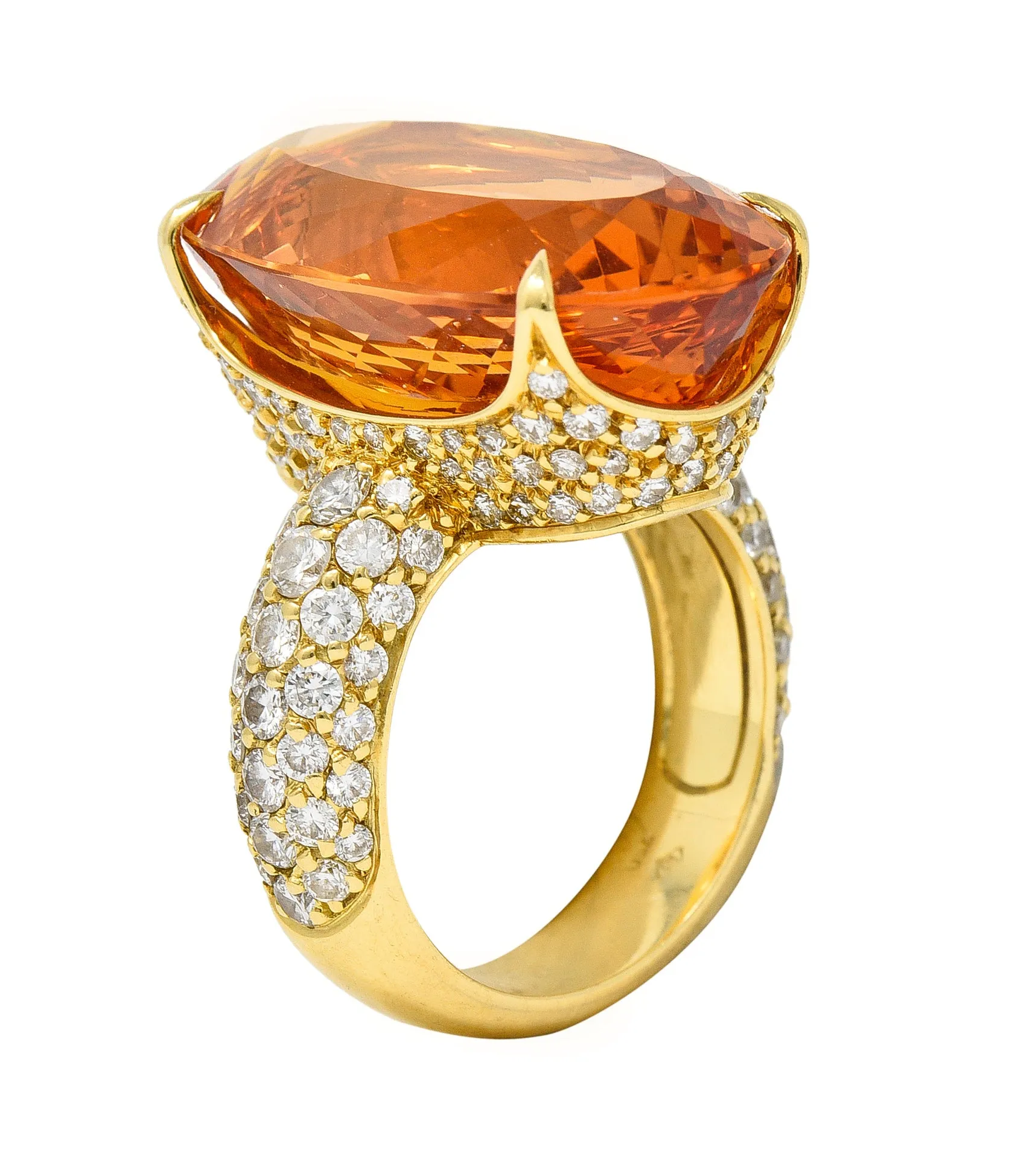 H. Stern 26.03 CTW Imperial Topaz Diamond Cocktail Ring in 18 Karat Yellow Gold