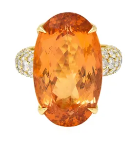 H. Stern 26.03 CTW Imperial Topaz Diamond Cocktail Ring in 18 Karat Yellow Gold