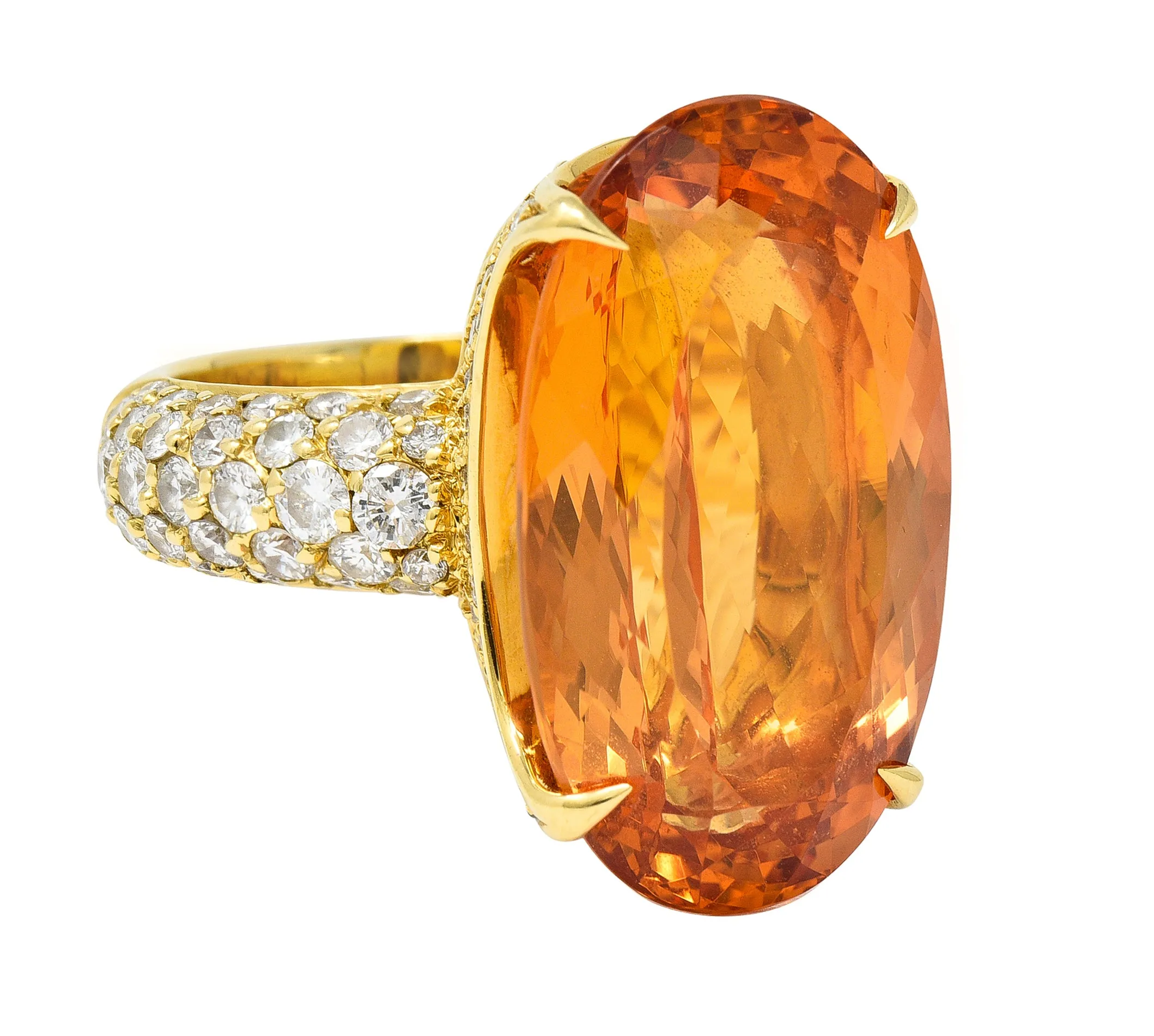 H. Stern 26.03 CTW Imperial Topaz Diamond Cocktail Ring in 18 Karat Yellow Gold