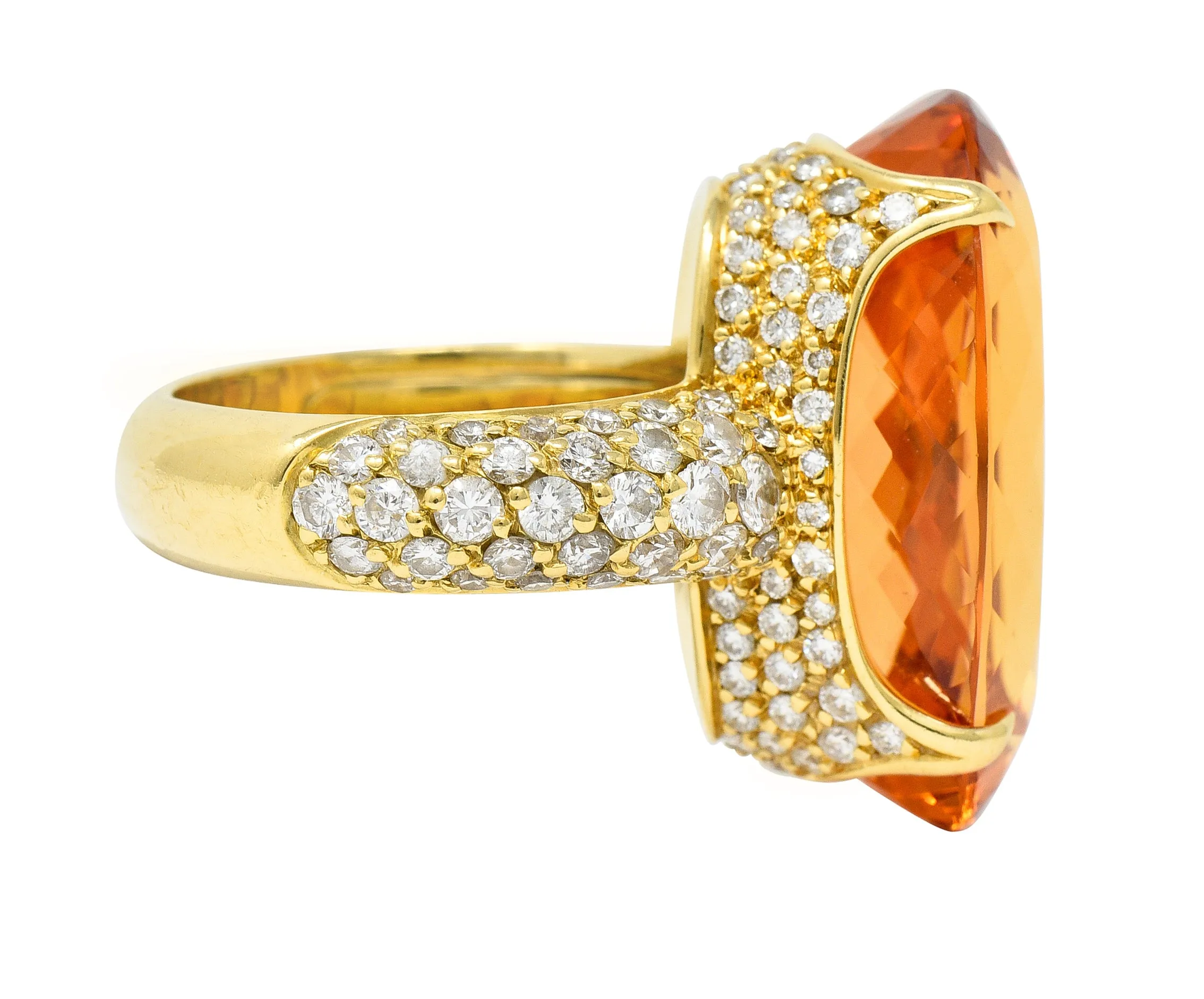 H. Stern 26.03 CTW Imperial Topaz Diamond Cocktail Ring in 18 Karat Yellow Gold