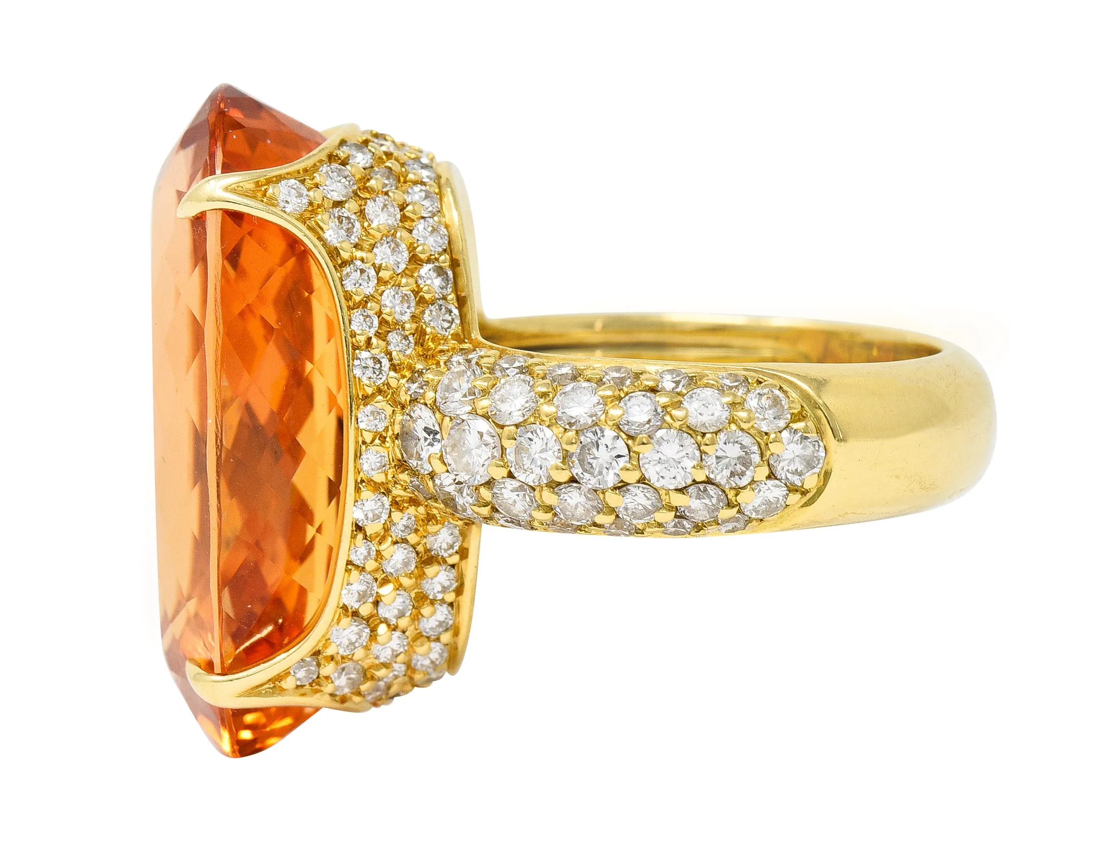 H. Stern 26.03 CTW Imperial Topaz Diamond Cocktail Ring in 18 Karat Yellow Gold