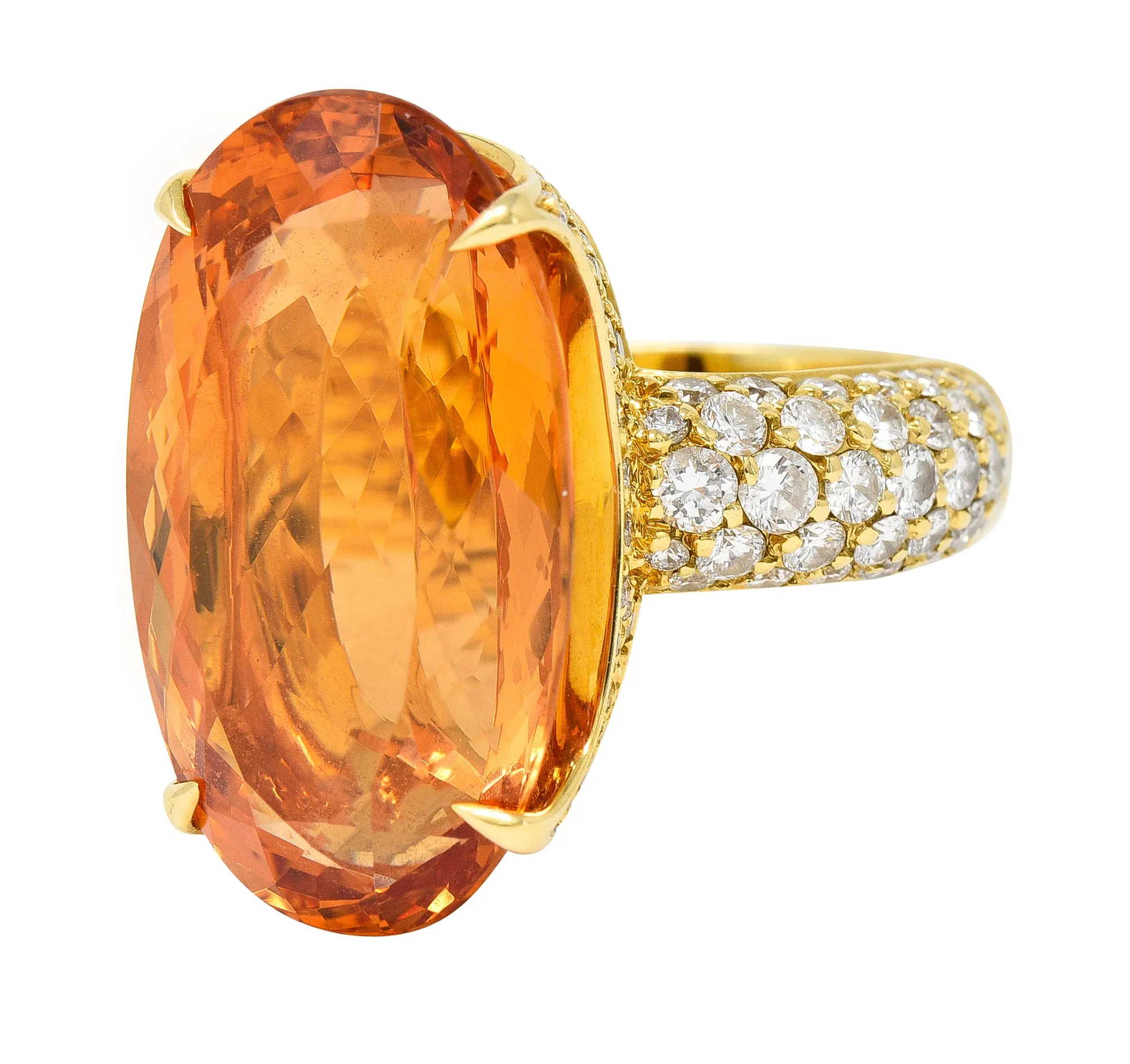 H. Stern 26.03 CTW Imperial Topaz Diamond Cocktail Ring in 18 Karat Yellow Gold