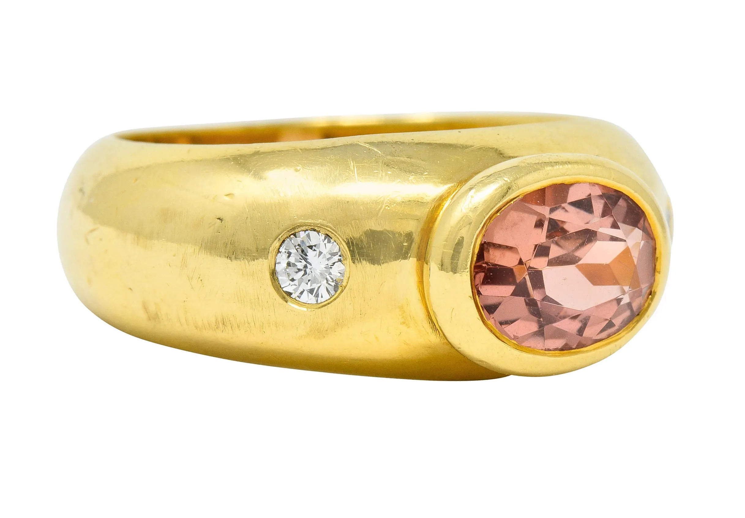 H. Stern Imperial Topaz Diamond Ring - 18 Karat Gold Unisex Vintage Band