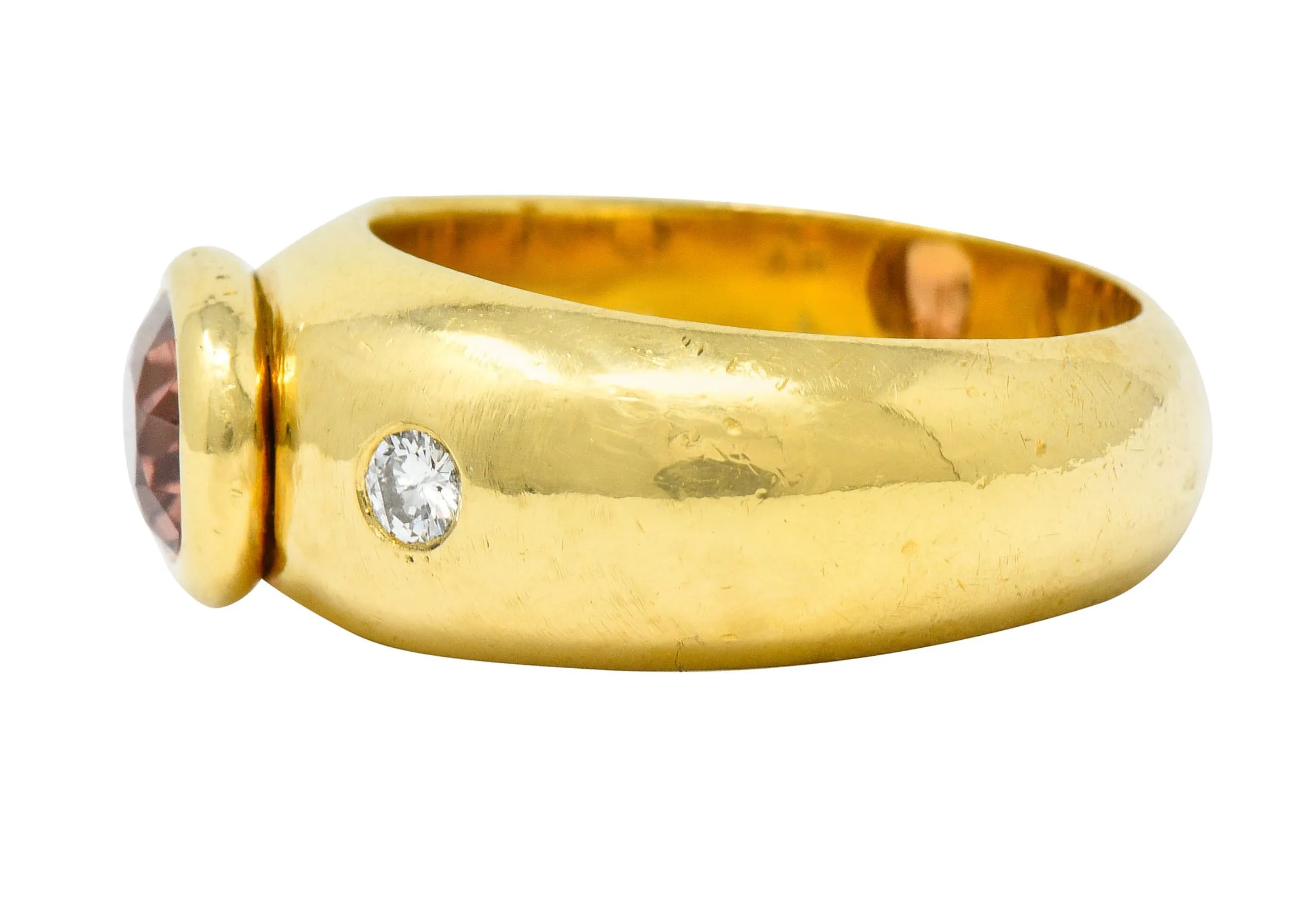 H. Stern Imperial Topaz Diamond Ring - 18 Karat Gold Unisex Vintage Band