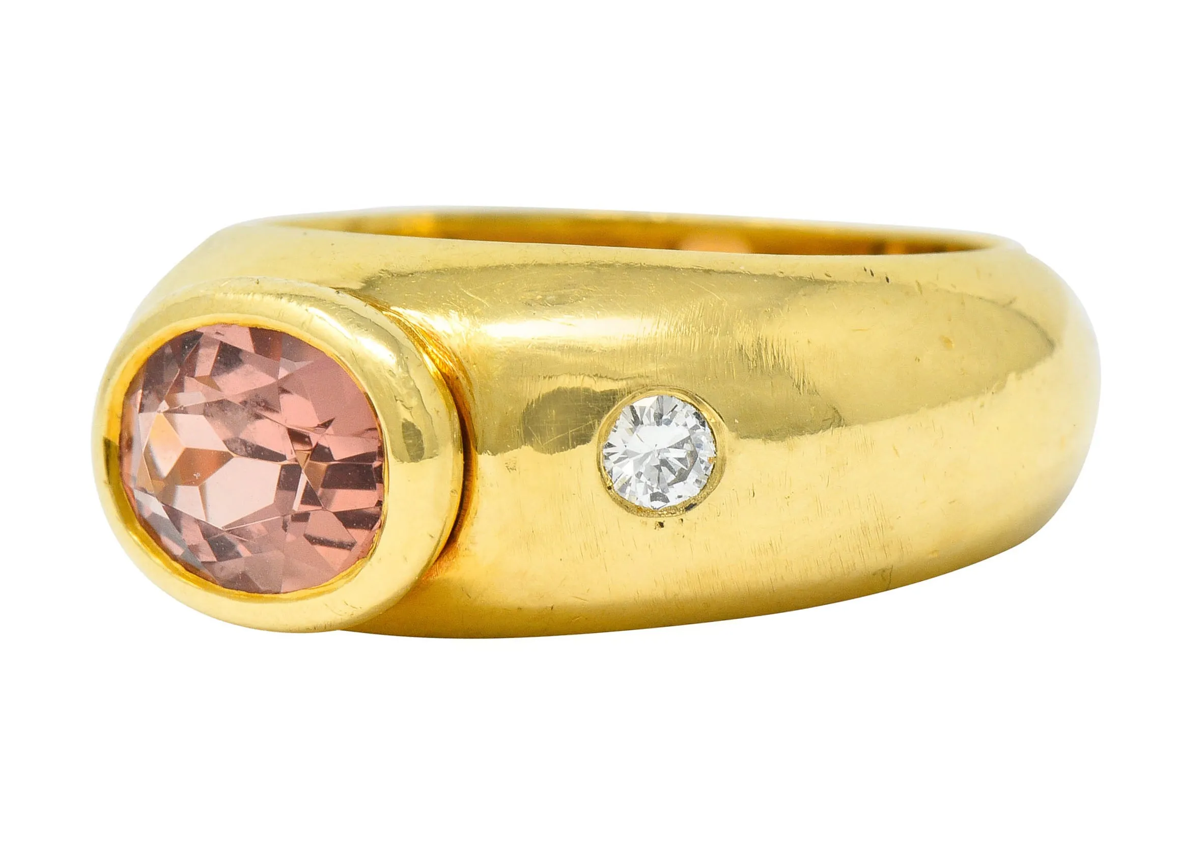 H. Stern Imperial Topaz Diamond Ring - 18 Karat Gold Unisex Vintage Band