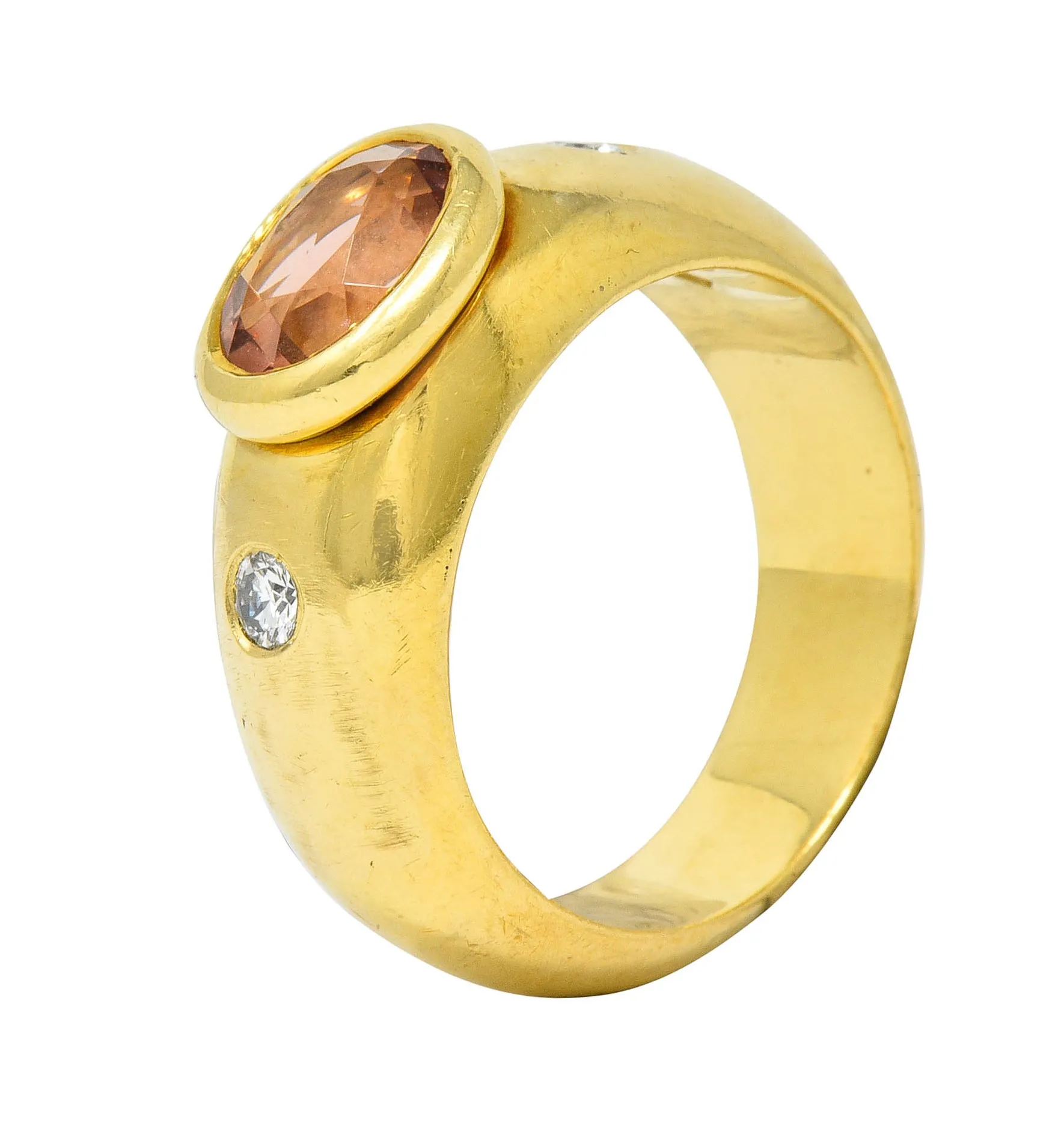 H. Stern Imperial Topaz Diamond Ring - 18 Karat Gold Unisex Vintage Band