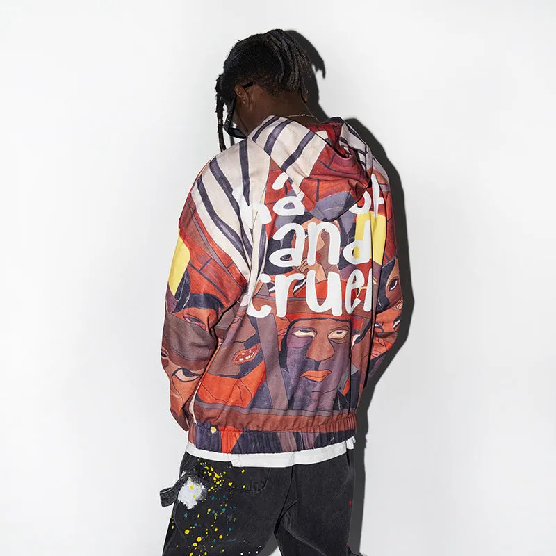 H/C Abstract Paint Full Print Hoodie