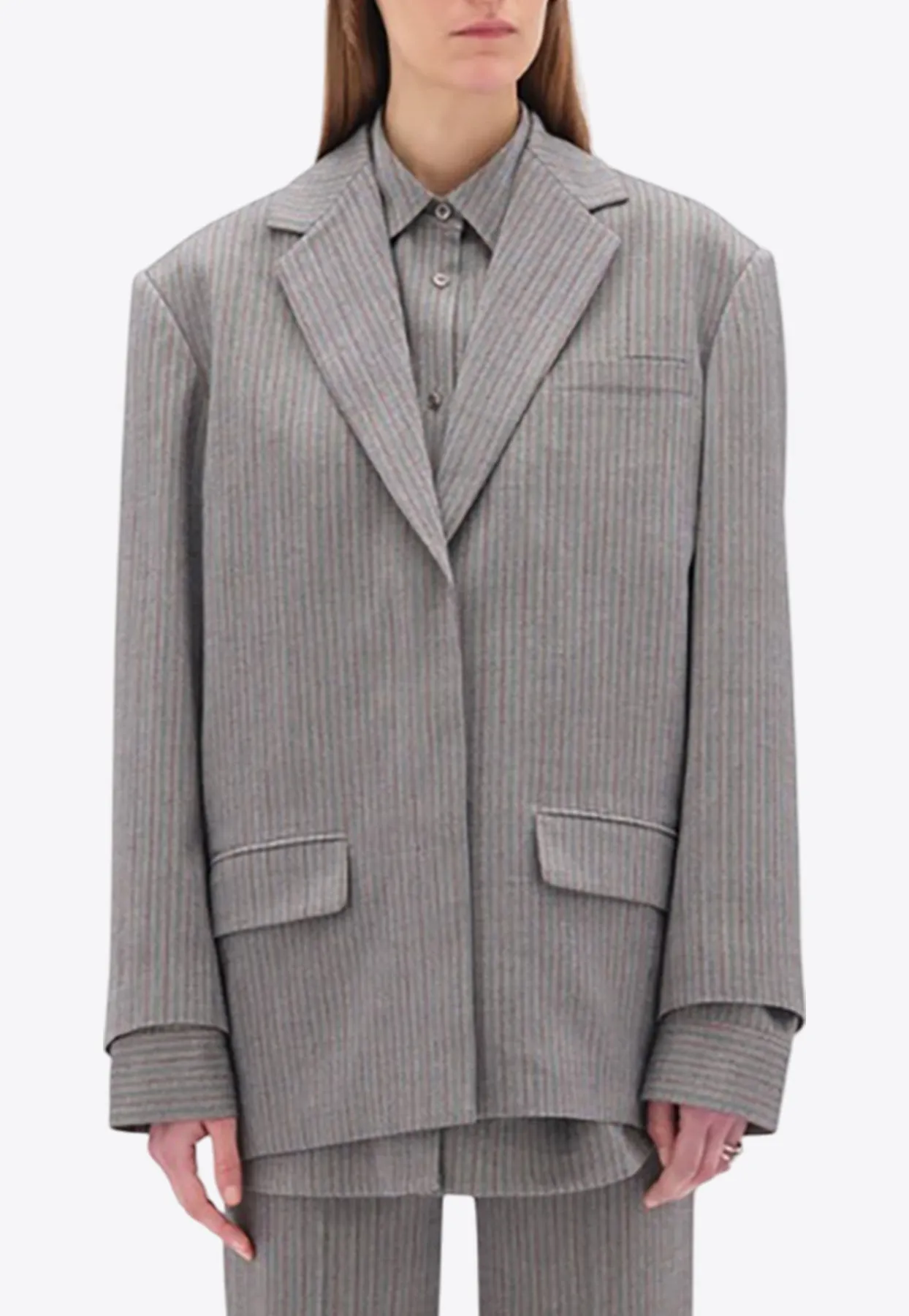 Herringbone Single-Breasted Blazer