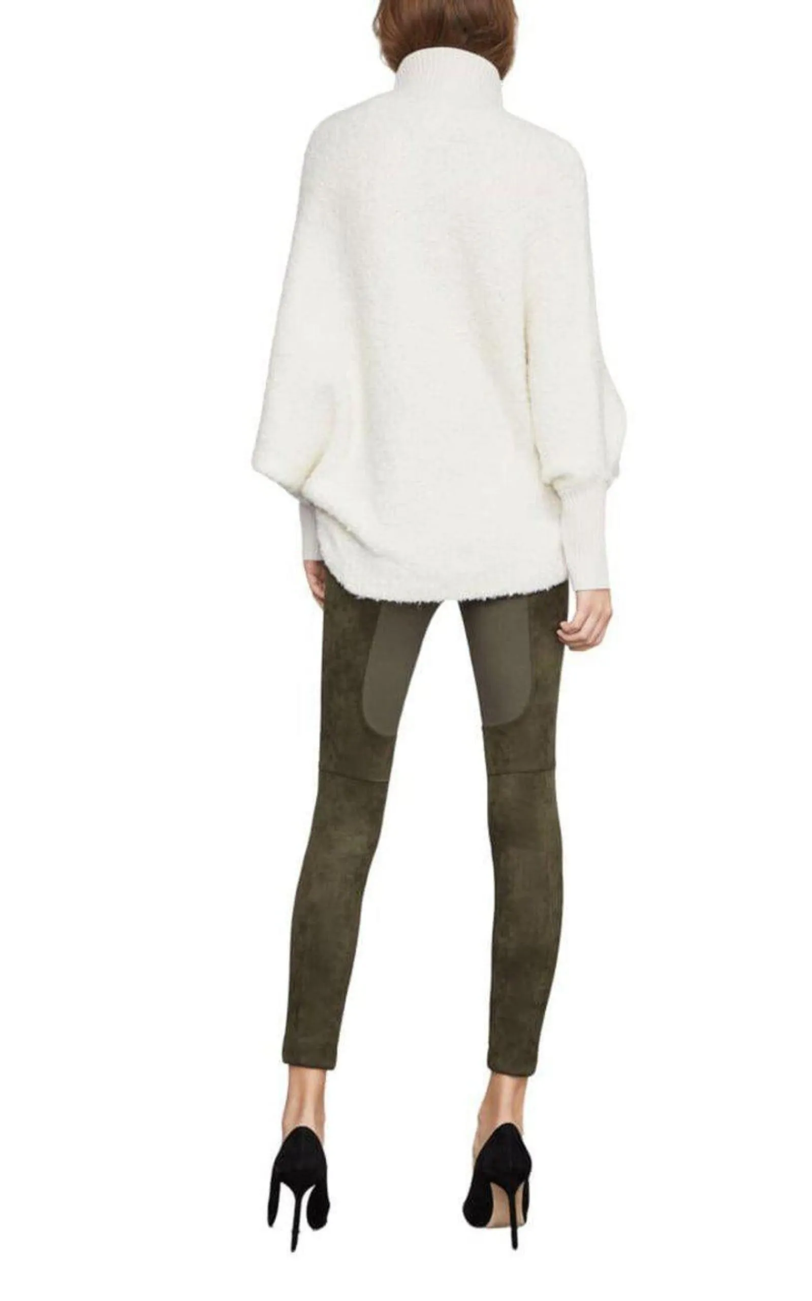 High-Low Merino Blend Turtleneck Sweater