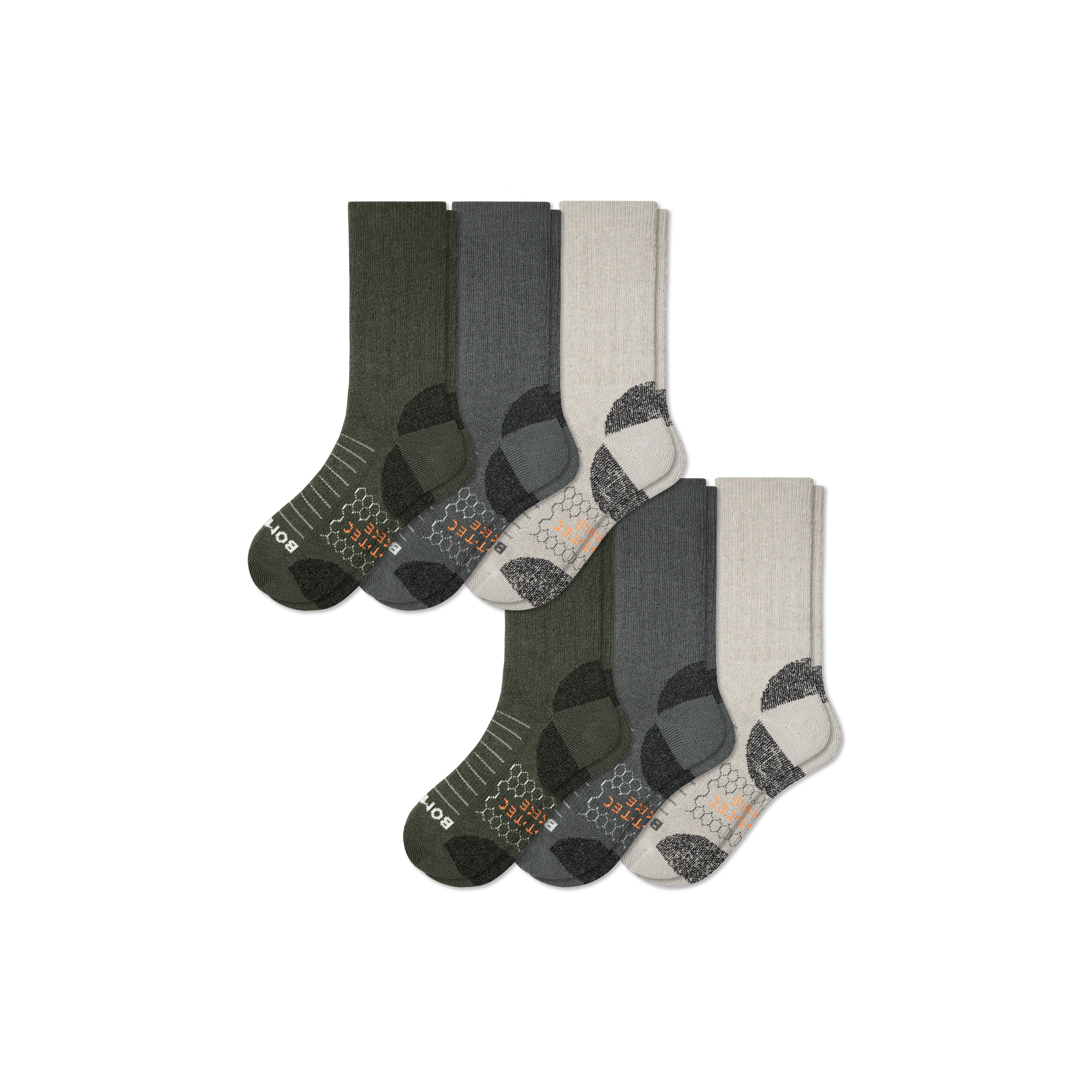 Hiking Calf Socks for Men, 6-Pack