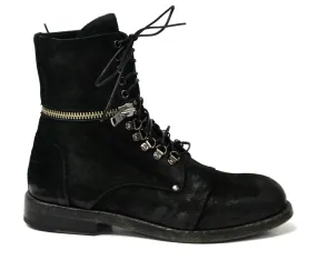 HILL Black Suede Lace-Up Boot