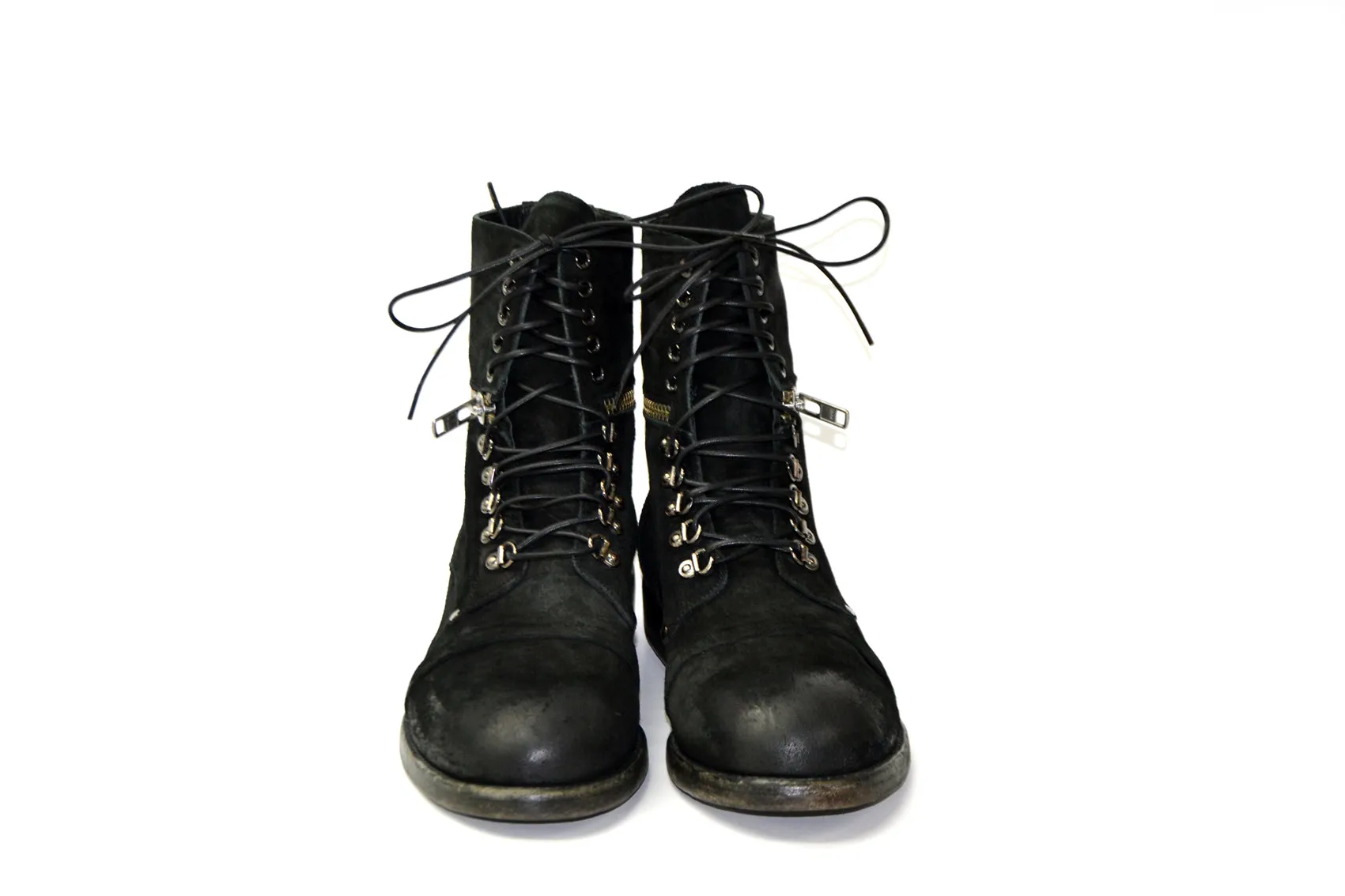 HILL Black Suede Lace-Up Boot