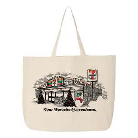 Holiday Storefront Large Canvas Tote Bag