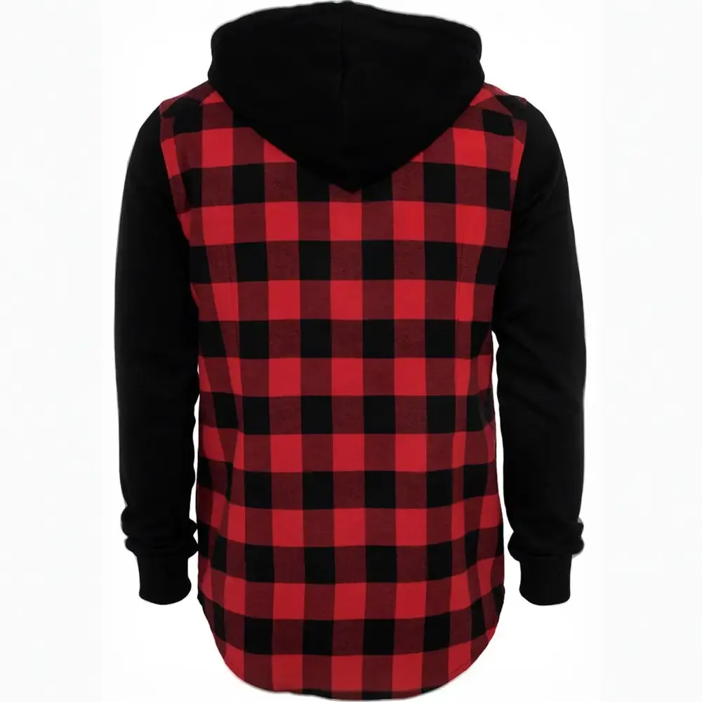 Hooded Checked Flannel Sweat Sleeve Shirt