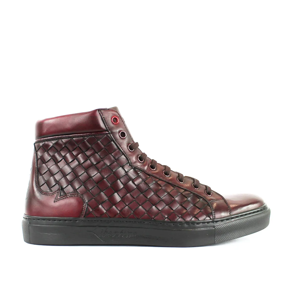 Jeffery West Toledo K403 Burgundy Hi-Top Trainers