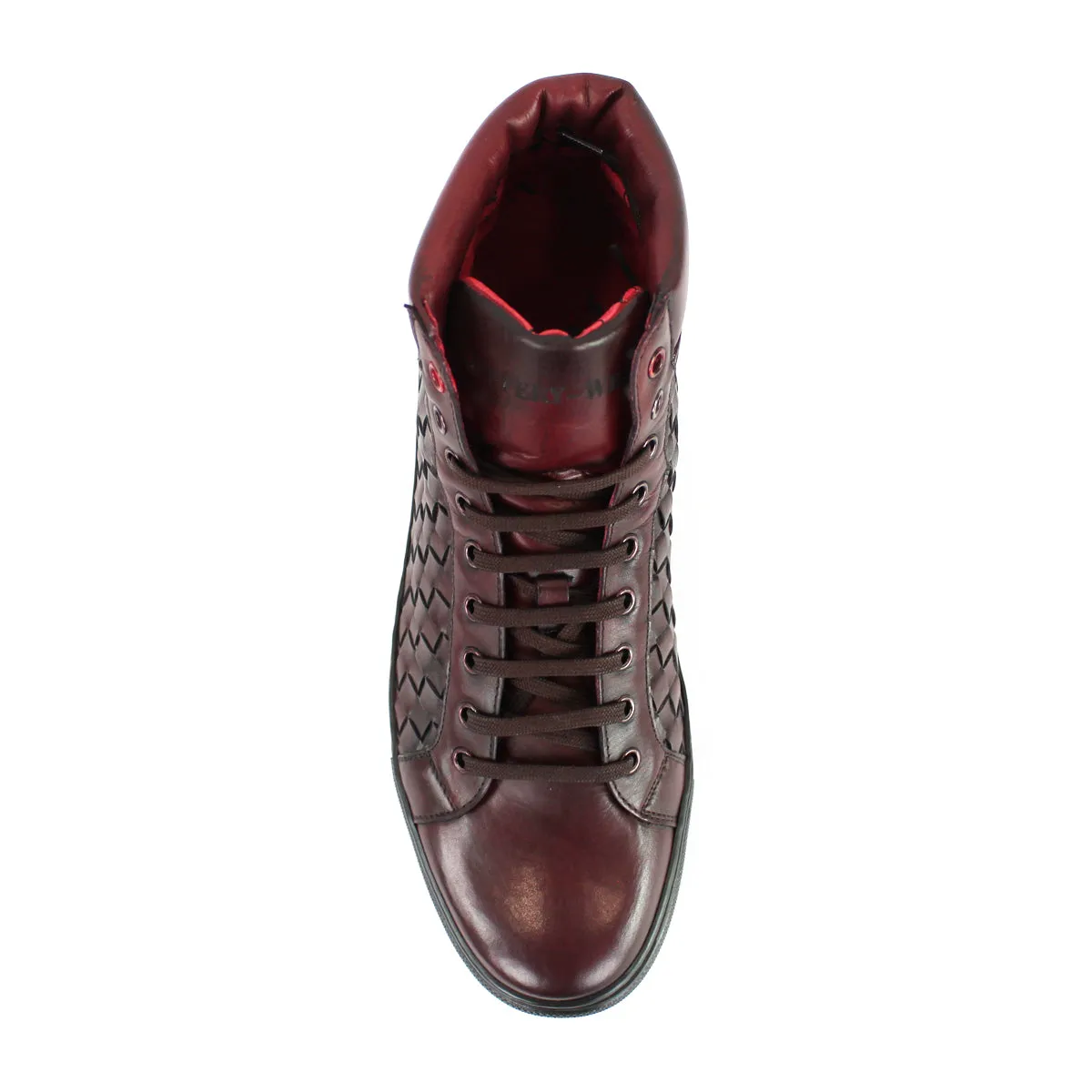 Jeffery West Toledo K403 Burgundy Hi-Top Trainers