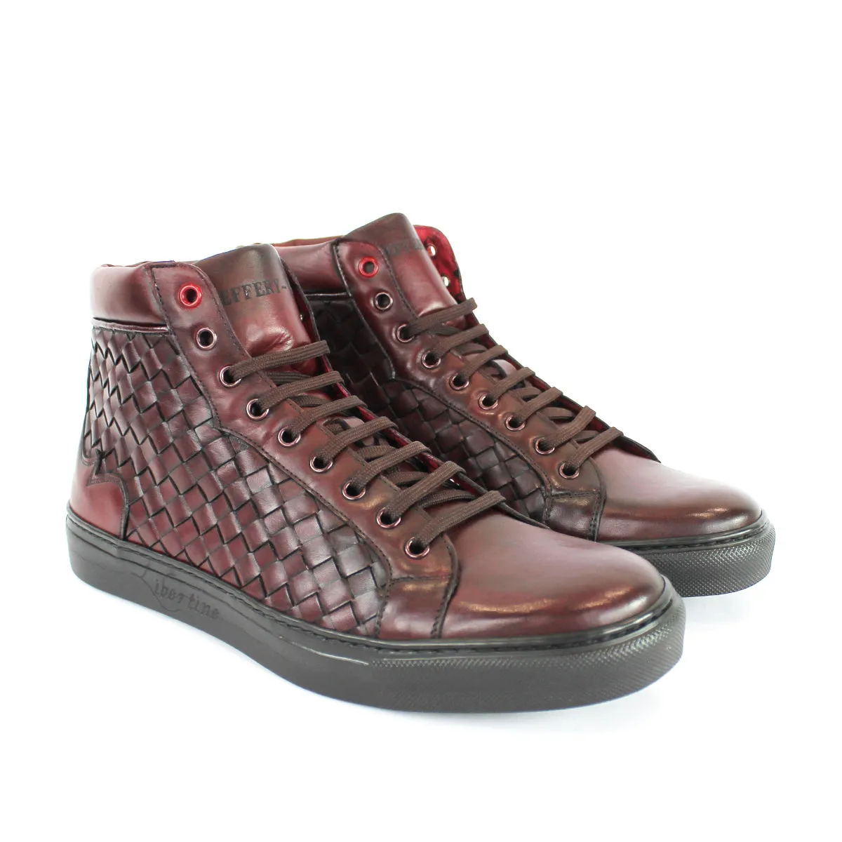 Jeffery West Toledo K403 Burgundy Hi-Top Trainers