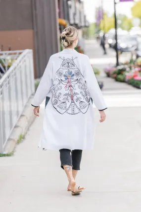 Ladybug Cardigan Cream One Size Fits All.