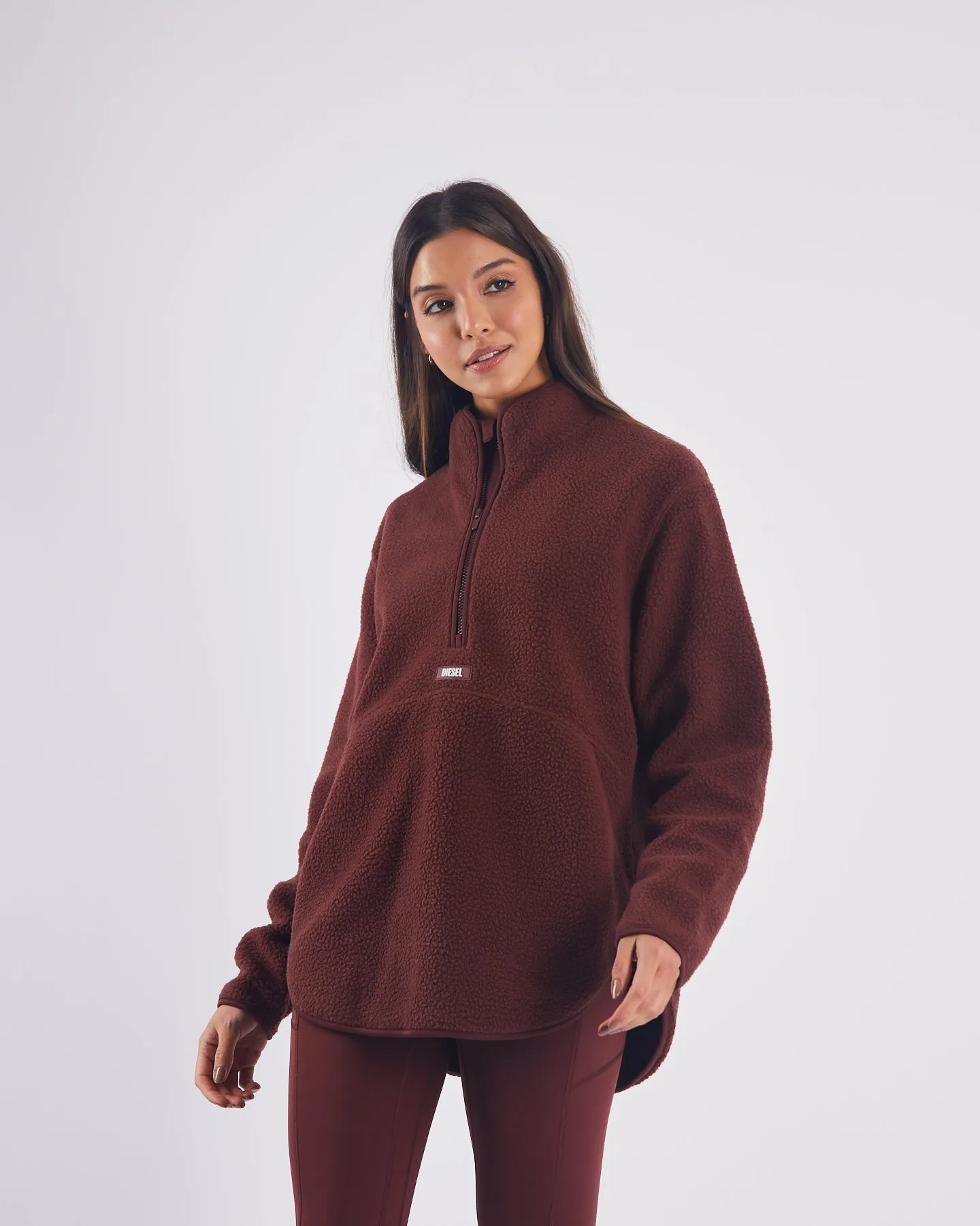 Lara Fleece Half Zip Auburn Rust - Result: Rust-colored Lara Fleece Half Zip with Half Zip Detail