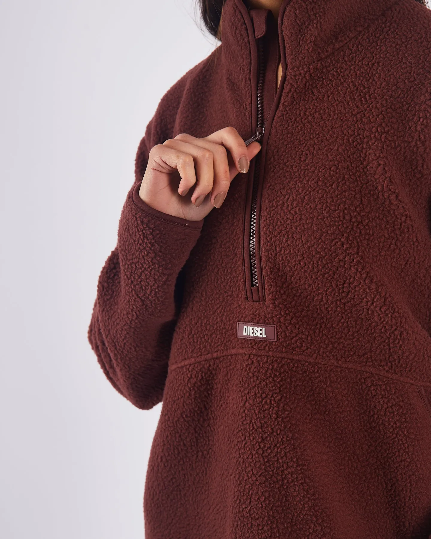 Lara Fleece Half Zip Auburn Rust - Result: Rust-colored Lara Fleece Half Zip with Half Zip Detail