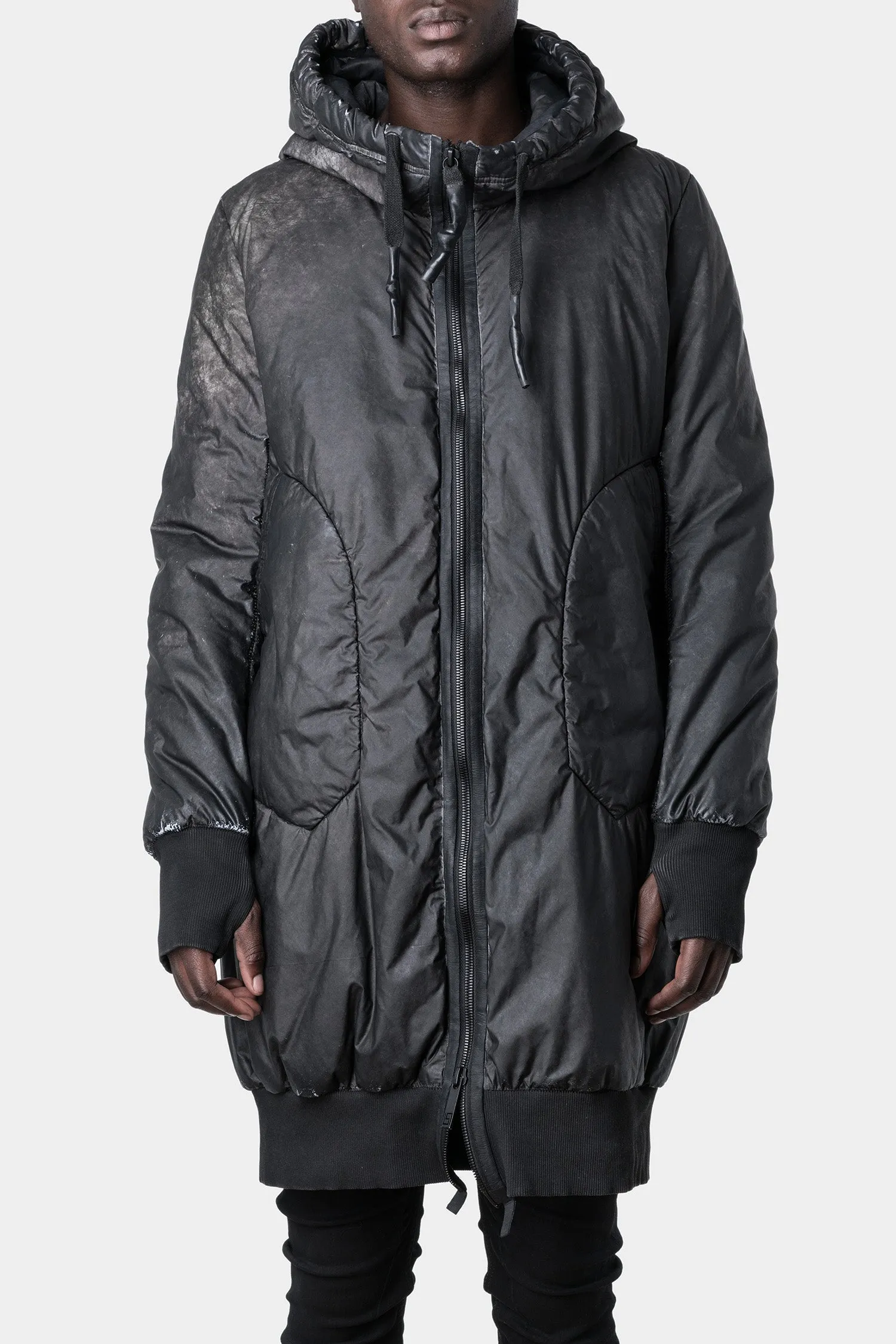 Long reflective parkas with hoods