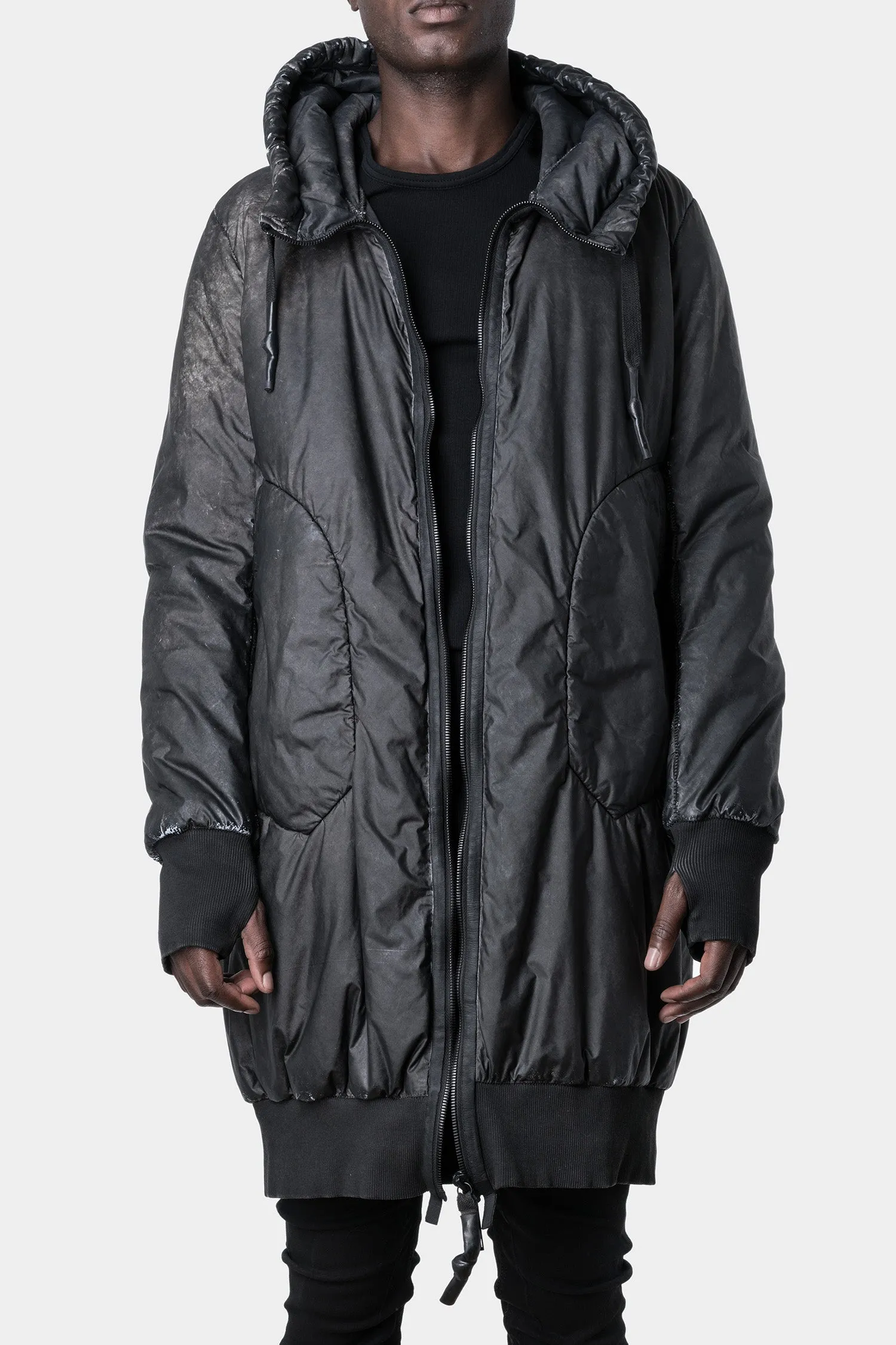 Long reflective parkas with hoods