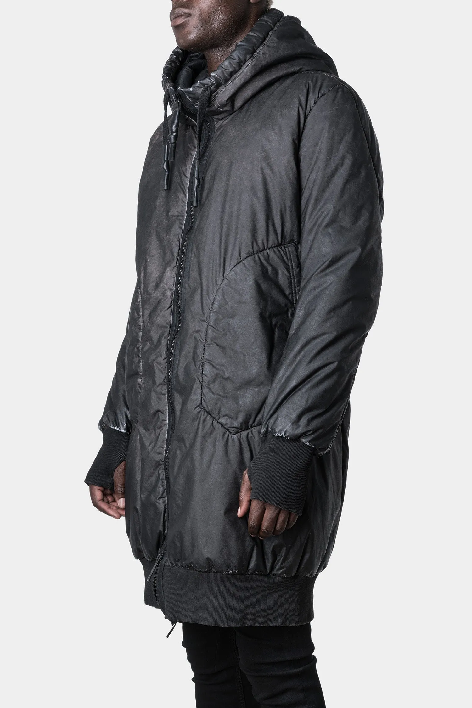 Long reflective parkas with hoods