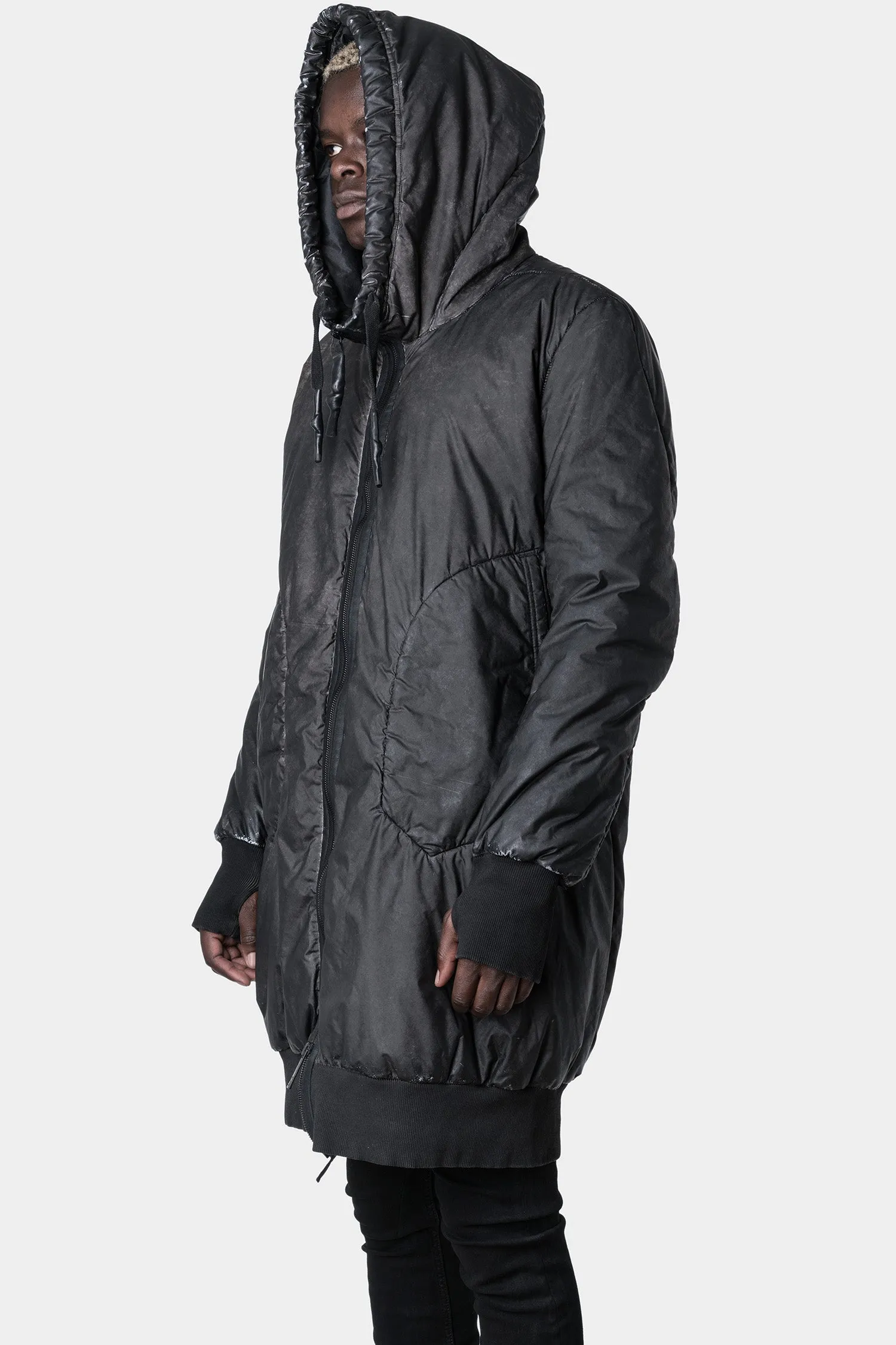 Long reflective parkas with hoods