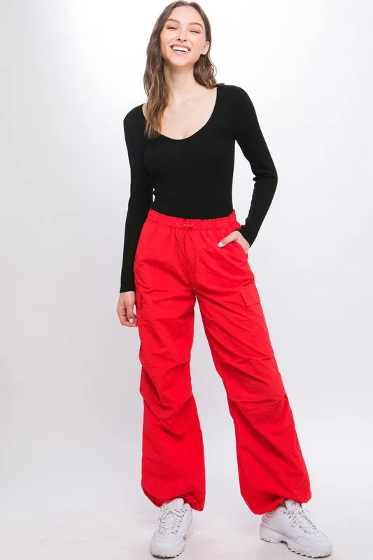 Loose Fit Cargo Pants with Parachute Design