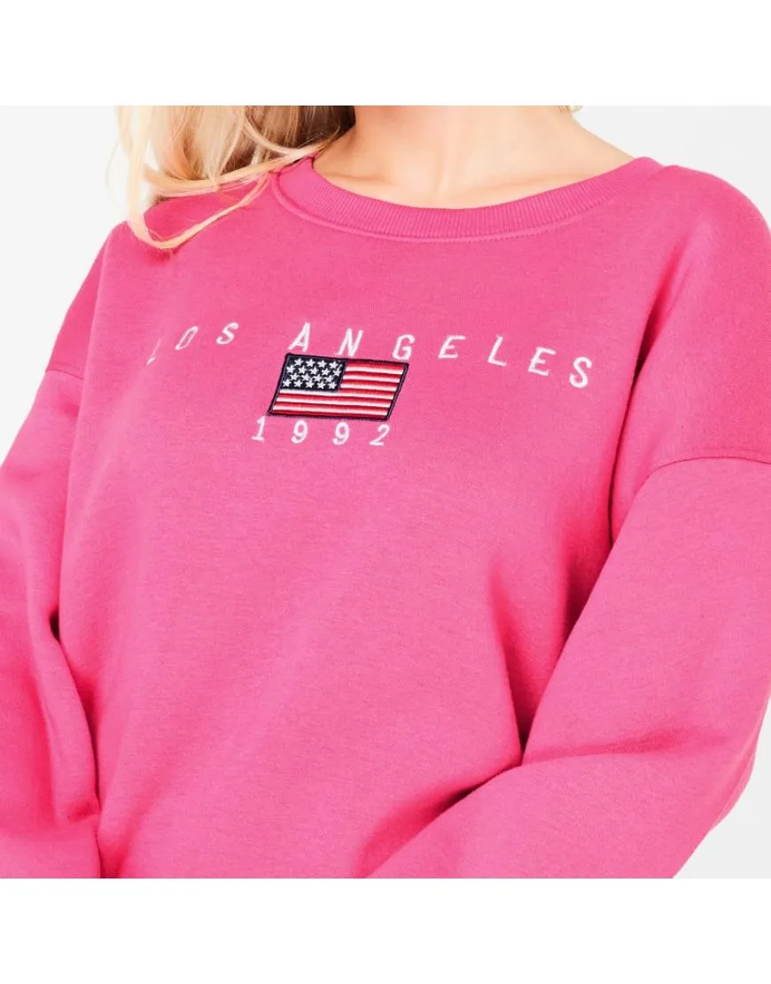 Los Angeles Sweatshirt Fleece with Oversized Logo